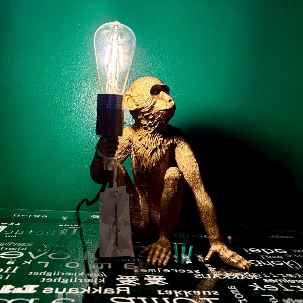 Tommy Bahama Gold Monkey Sitting Bulb Lamp Designer Rare Exotic Tropic Collector - Picture 3 of 12